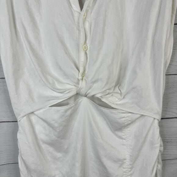 Frame Womens size Medium Linen Twist-Front Ramie Midi Dress White Lwwd0628 - Picture 7 of 13